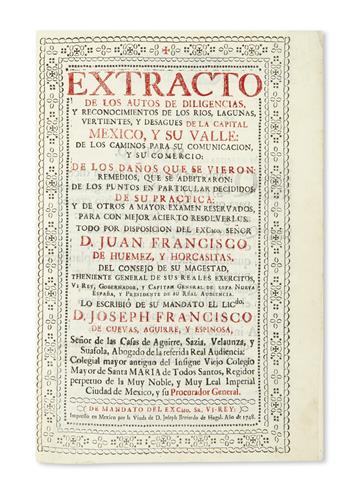(MEXICAN IMPRINT--1748.) Cuevas, Aguirre y Espinosa, José Francisco. Extracto de los autos de diligencias, y reconocimientos